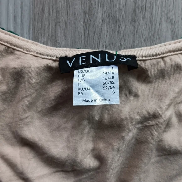 Venus Lace Long Sleeve Plunging V-neck Top Green Nude Large - Picture 2 of 13